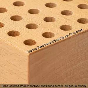 미든 비치우드 연필 및 브러시 홀더 36홀 페인트 보관 정리함 랙 - 펜 미술 도구용 나무 블록 디스플레이