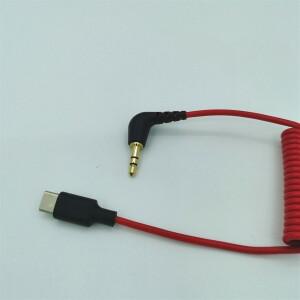 RODE Wireless Go II용 USB C - 3.5mm 케이블 코일 직각 TRS Male DAC AUX 어댑터 오디오 코드 XY