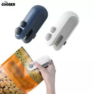 미니 백 실러 휴대용 핸드헬드 열 진공 충전식 2 in 1 및 커터 플라스틱 스낵 식품 보관