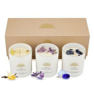 아바 콘셉트 크리스탈이 달린 콩 캔들 여성용 향 라벤더 바닐라 선물 세트 스몰 멜트 3팩 3.5