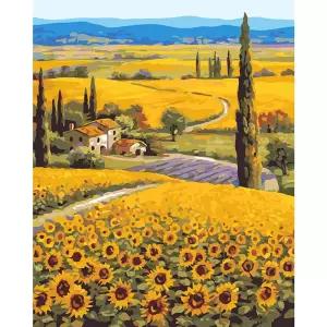 해바라기 언덕 캔버스 보석십자수 40x50 종이판넬형보석십자수 풍경보석십자수 풍경화보석십자수
