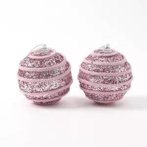 [마이모노샵][마이모노샵] 핑크 글리터 펄 로프 행잉 트리 데코 장식볼 2p (43374003)