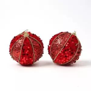 [마이모노샵][마이모노샵] 레드 스팽글 반짝이 행잉 트리 장식 구슬 볼 2p (43373908)