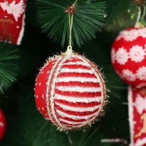 [마이모노샵][마이모노샵] 레드 화이트 골드 니트 패브릭 트리 장식볼 2p (43373901)