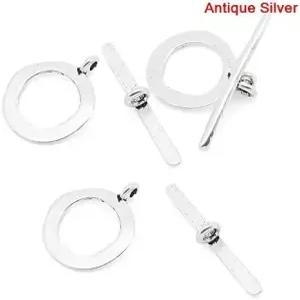 JGF 해머링 서클 브레이슬릿 토글 클립 - 실버 톤 DIY 주얼리 제작 용품 48세트 출시