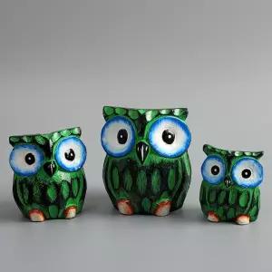 발리에서온 수박 목각 부엉이 장식소품 3P 부엉이소품 목각인형 미니어처 인테리어소품 발리소품 선물