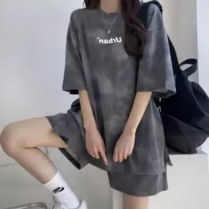 여성 반팔 트레이닝 세트 데일리 캐주얼 어반 상하세트 라운지 데일리 트레이닝복