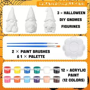 나만의 놈 조각상을 칠할 준비가 된 Yoyole 3 팩 칠하지 않은 미니 블랭크 세라믹 4 개 어른을 위한 브러시