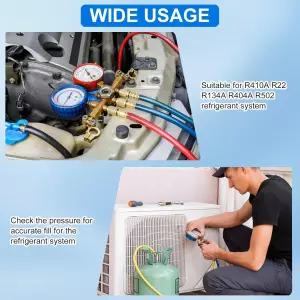 R410A 매니폴드 게이지 에어컨 냉매 충전 압력 R22 R134A R404A 220 PSI용 프레온 1/4