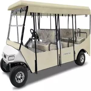 클럽 카 빌리지너 120인치 확장 지붕 600D 방수 레인 커버 완전 롤업 투명 창문 및 도어 지퍼 사이드 미러