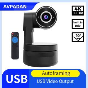 마이크 카메라를 사용한 4K PTZ USB 캠 자동 프레이밍 Youtube Living Stream 온라인 회의 비디오 3X 디지