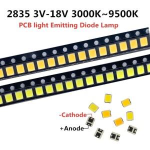 100pcs 고휘도 2835 SMD LED 칩 1W 18V 9V 6V 3V 130lM  자연 흰색 3000K