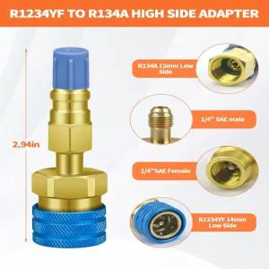 R1234YF 어댑터 대 R134A 퀵 커플러 1234yf 134a 고저면 커넥터 변환 키트 AC 충전 R1234yf 냉매 에어컨