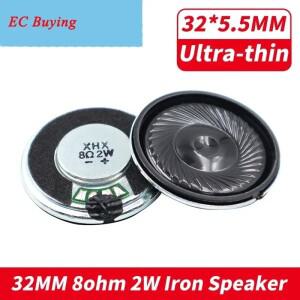 2개/묶음 32MM 8옴 2W 철제 케이스 내장 자석 스피커 초박형 32x5.5MM 직경 2와트 라우드