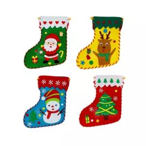 크리스마스 펠트 양말가방 DIY 4개입 디자인랜덤 꾸미기만들기 가족선물 유아초등만들기 펠트부직포DIY