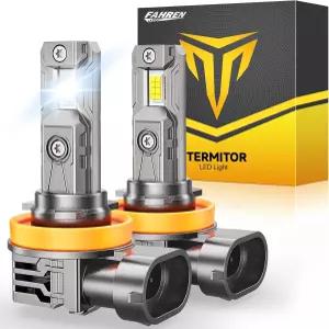 FahREN 업그레이드된 H11/H9/H8 전구 46000 L 900 더 밝아짐 팬이 있는 1 미니 사이즈 6500K 라이트 키트