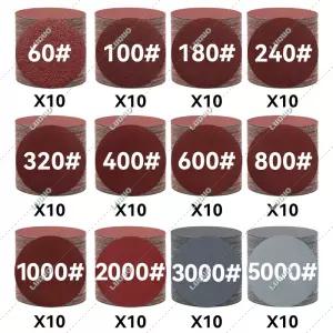 샌딩 디스크 용 60PCS 샌드페이퍼 시트 세트 자동차 자세히 연마 헤드 라이트 복원을위한 후크 루프 샌드