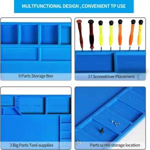 카이시 대형 납땜 매트 내열성 실리콘 작업 마그네틱 스테이션용 정전기 방지 손목 스트랩이 있는 전자