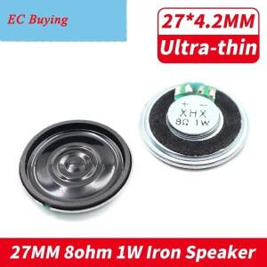 2개 27MM 8옴 1W 철제 케이스 내장 자석 스피커 초박형 27x4.2MM 직경 라우드