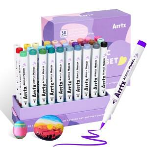 Arrtx 30/32/36/64 색상 아크릴 페인트 마커 브러시 팁 펜 바위 돌 세라믹 도자기 머그잔 나무 패브릭 캔버