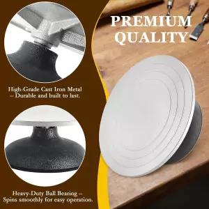 MAOPINER 지름 12인치 조각 휠 헤비 듀티 턴테이블 도자기 볼 베어링과 일체형 주철 금속 건설 조인트