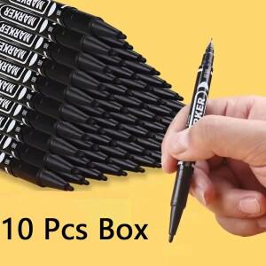 10개입 양면 퍼머넌트 퀵 드라이 마커 펜 방수 유성 파인 팁 블랙 페인팅 유리 낙서 DIY 드로잉
