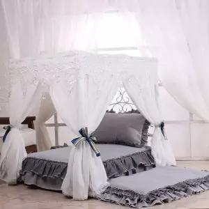 공주 강아지집 텐트 레이스 모기장 반려견 사육장