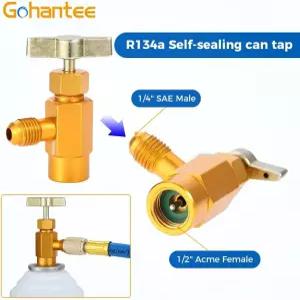 게이지가 있는 R134a 충전 호스 키트 51인치 AC 냉매 측정 자가 밀봉 R-134a 디스펜서를 R-12/R-22 포트에