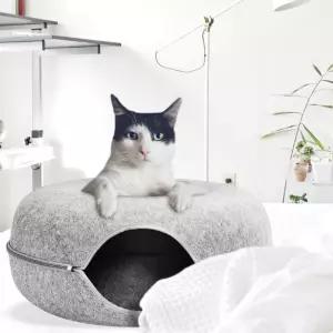 고양이집 펠트 도넛 숨숨집 L 그레이 하우스 냥이도넛숨숨집 동굴집 고양이하우스