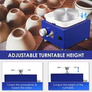 및 초보자용 미니 도자기 휠 머신 턴테이블 2개(3.94인치 2.56인치) 0-2000RPM 조절 가능한 속도 기계