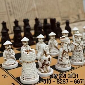 골동품 국제 체스 작은 보드 28cm 오래된 3D 청나라 테라코타 전사 조각