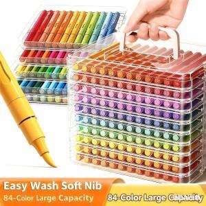 12/24/48/60/84색 아크릴 페인트 마커  붓 학생용 그래피티 페인팅 펜 세트 축제 선물 DIY 아트
