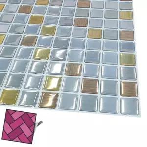 월타일스티커 240 실버골드메탈 바둑판 데코타일