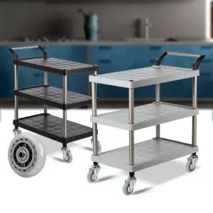 플라스틱 PP 3단 대 무소음바퀴 주방 이동식수납장 카 웨건 서빙카 트롤리 써빙카트 써빙카 주방카트