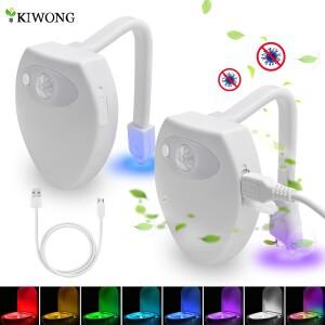 모션 센서가있는 화장실 야간 조명 활성화 LED 8 색 변기 욕실 물 꼭지