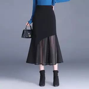 스파이더맨 스커트 롱 망사 가을 미디움 언밸런스 머메이드 힙업 여성치마 OPH3