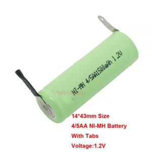 전기 면도기 배터리용 납땜 탭 14X43MM가 있는 1.2V 4/5AA NIMH 충전식1500mah AA