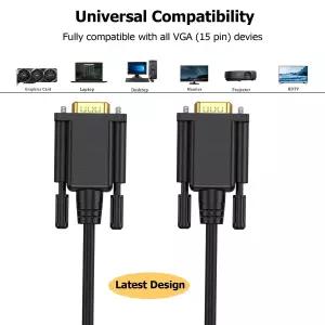 UVOOI VGA 케이블 3FT 컴퓨터 모니터 코드 남성 대 1080P@60Hz 풀 HD 15핀 비디오 PC 노트북 TV 프로젝터