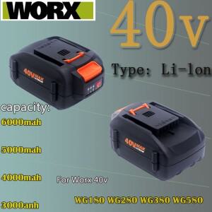 잔디 예초기 정원용 리튬 배터리 Worx WG180 WG580 40V 4.0 6.0 Ah