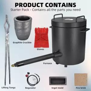 금속 용융로 12kg 프로판 크루서블 및 집게 가마 귀금속용 주조 정제 제련 금 은 주석 알루미늄 용융 도구