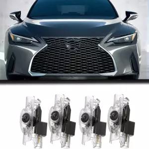 4Pcs 자동차 도어 라이트 로고 프로젝터 네버 페이드 HD LED 환영 조명 LS/ES/IS/LX/RX/GS/GX/RC 액세서리