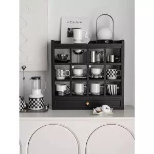 원목 머그컵장식장 블랙 인테리어 주방 미니 그릇장