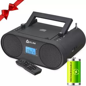 KLIM 붐박스 B4 CD 플레이어 휴대용 오디오 시스템 - 새로운 AM/FM 라디오 MP3 블루투스 AUX USB 유선 및