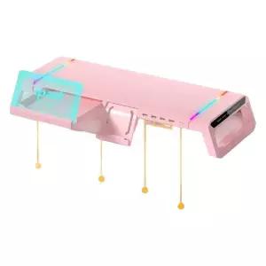 핑크모니터받침대 컴퓨터 사무실 USB 선반 스탠드 다기능 핑크 서재 데스크탑