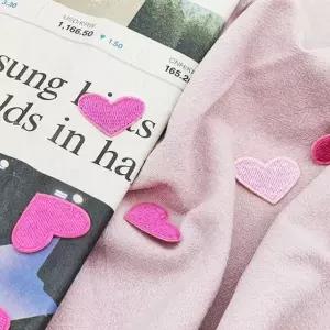 의류수선패치 열점착 하트 와펜 패치 분홍
