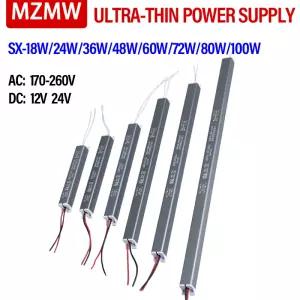 12V 24V LED 초박형 전원 공급 장치 18W 24W 36W 48W 60W 72W 80W 100W AC 220V 드라이버 스트립 어댑터