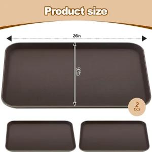 필터치 2개 18 x 26인치 직사각형 레스토랑 서빙 트레이 PP 미끄럼 방지 고무 안감 대형 플라스틱
