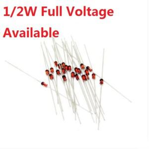 100pcs 1/2W 제너 다이오드 DO-35 BZX55C2V2 2V 3V 4V3 4V7 5V1 5V6 6V2 6V8 7V5 8V2 9V1 10V 11V 15V