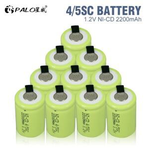PALO 1-14PCS 1.2V 4/5SC 충전식 배터리 2200mAh SC Sub C Ni-CD 셀(전기 드릴 스크루드라이버용 용접 탭
