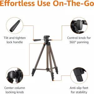 아마존 베이직 50인치 경량 휴대용 카메라 삼각대 스탠드 퀵 릴리스 플레이트 조절 가능한 높이 알루미늄